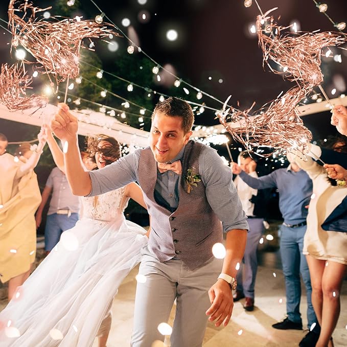 100 Pcs Lighted Wedding Wands LED Tinsel Wands Light up Streamers Sparklers - Image 4