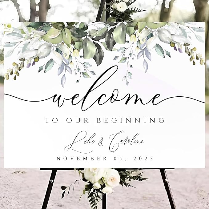 Greenery Wedding Welcome Sign, Rustic Wedding Welcome Sign, Welcome Sign Wedding - Image 4