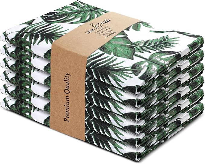 Urban Villa Cloth Napkins Tropical Print 100% Cotton Absorbent Dinner Napkins by CottonTrends