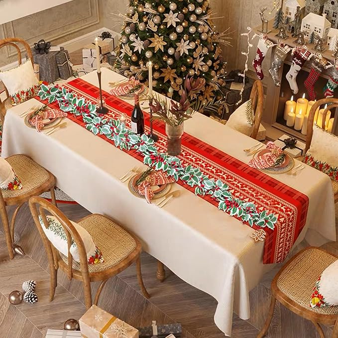 MAKHOT 6Ft Eucalyptus Garland, Artificial Red Berry Garland - Image 5