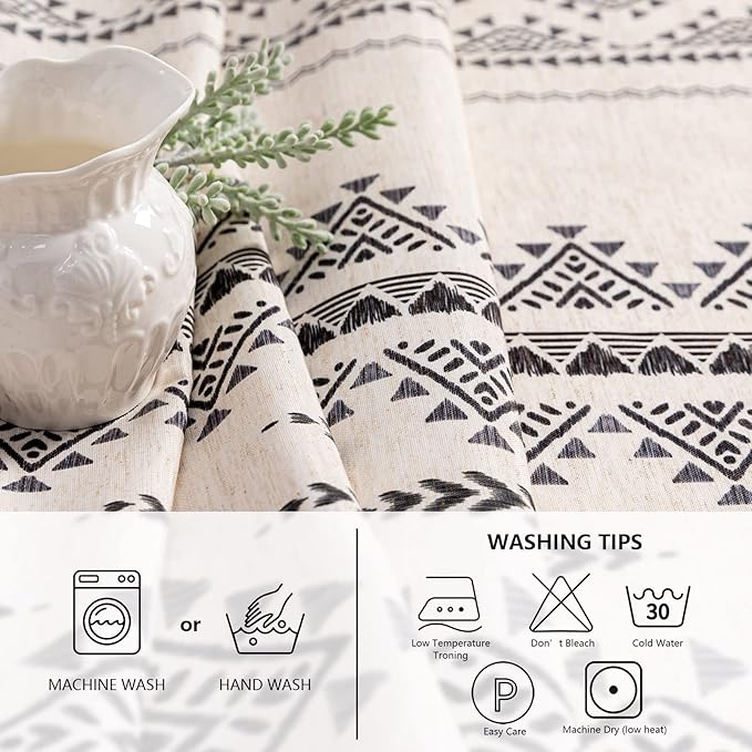 MYSKY HOME 60x120 Boho Rectangle Tablecloth Linen Farmhouse Tablecloth - Image 4
