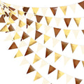 Brown Beige and Gold Party Decorations Fabric Triangle Pennant Banner Flag by pinkblume