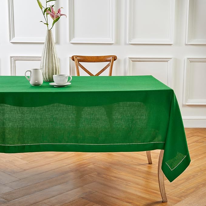 Solino Home Garden Green Linen Tablecloth 60 x 90 Inch - Image 5