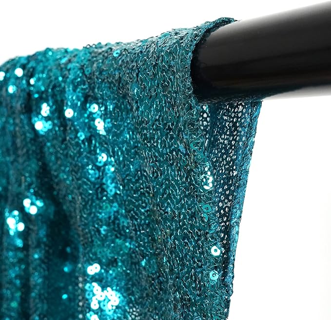 Poise3EHome Teal Sequin Backdrop, 8FT x 10FT Sequin Photography Backdrop Curtain - Image 3