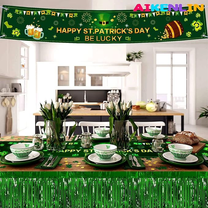 6 Pack 29x108 Inch Metallic Foil Fringe Tinsel Table Skirts Banner - Image 6