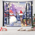 QGHOT Christmas Window Tapestry Wall Hanging Christmas Backdrop Winter Window by QGHOT