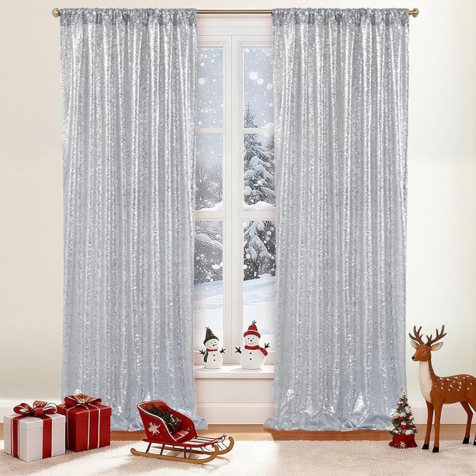 SquarePie Sequin Backdrop Non-Transparent Background Sparkly Curtain - Image 7