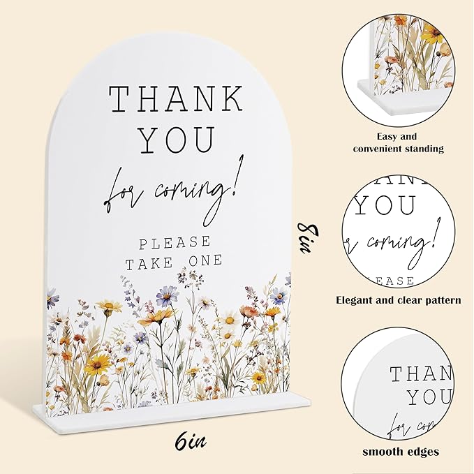 Wedding Signs for Ceremony and Reception, Boho Floral Acrylic Thank You for - Image 2