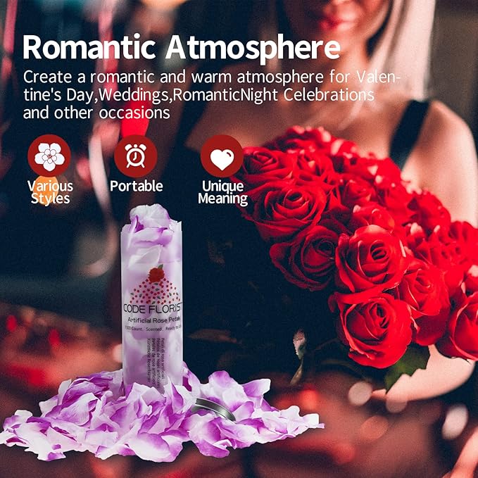CODE FLORIST 1100 PCS Purple-White Silk Rose Petals - Image 5