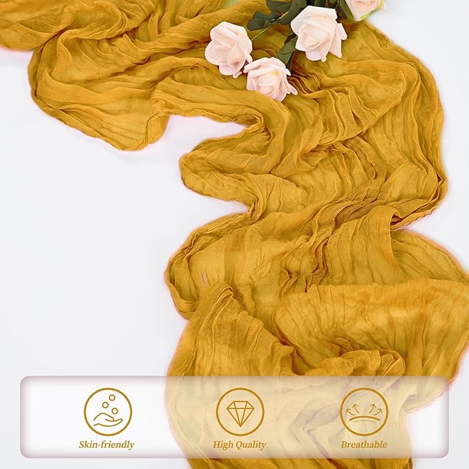 12 Pack Mustard 10FT Cheesecloth Table Runner Rustic Gauze Fabric Cheese Cloth - Image 5