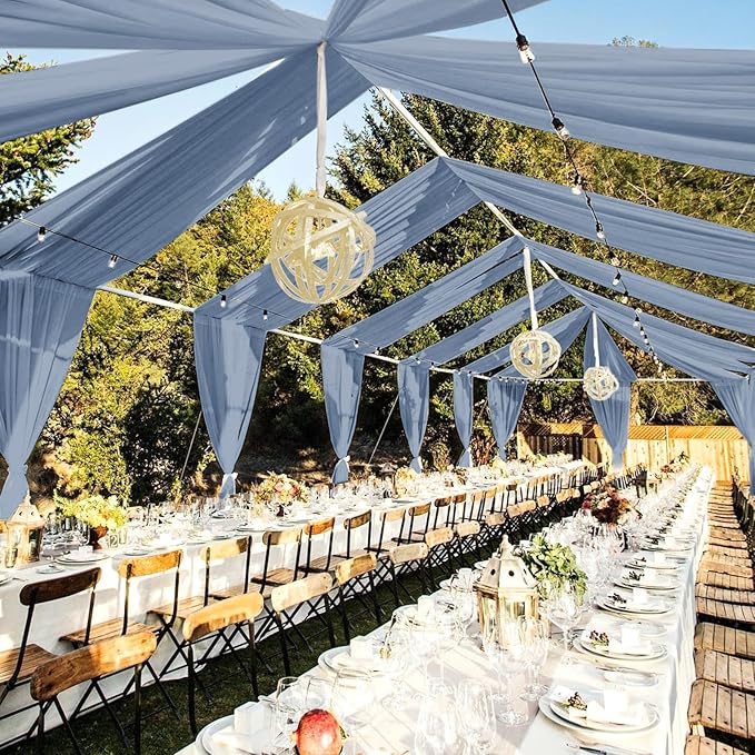 6 Panels Dusty Blue Wedding Ceiling Drapes 5ftx20ft Ceiling Drapes Chiffon by fani