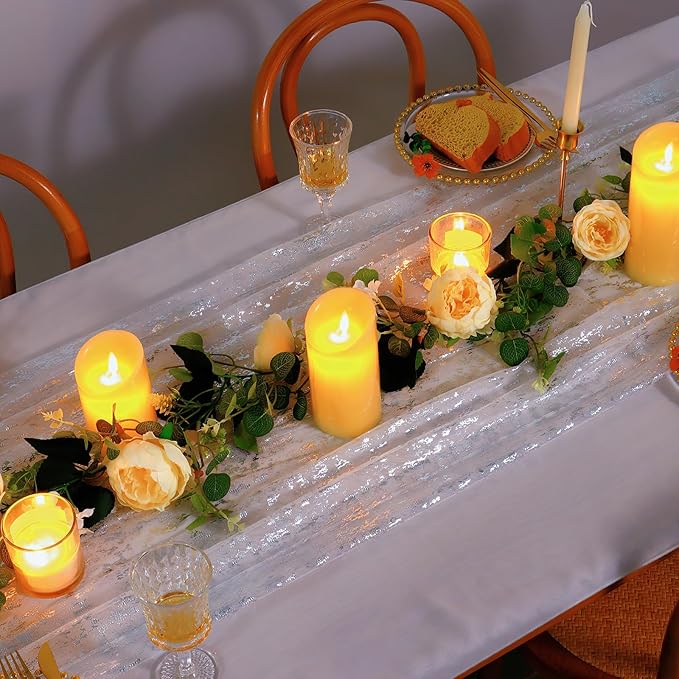 LOMOHOO 10 Ft Silver Table Runner - Image 5