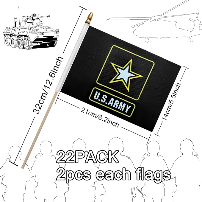 22 Pack All Branches Military Service Flags Set Small Mini Army Armed Forces - Image 2