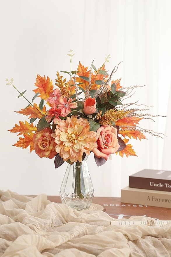 Artificial Flowers with Vase, Faux Flower Arrangement with Vase Suitable - Image 5