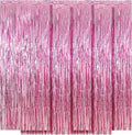 5 Pack Pink Fringe Foil Curtain 3.2ft x 8.2ft Tinsel Backdrop Streamers by Ohiyoo