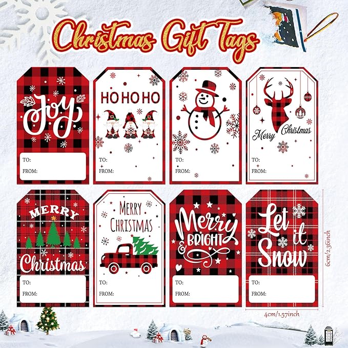 Zonon 720 Pieces Self Adhesive Christmas Gift Tag Xmas Kraft Name Tags Natural - Image 2