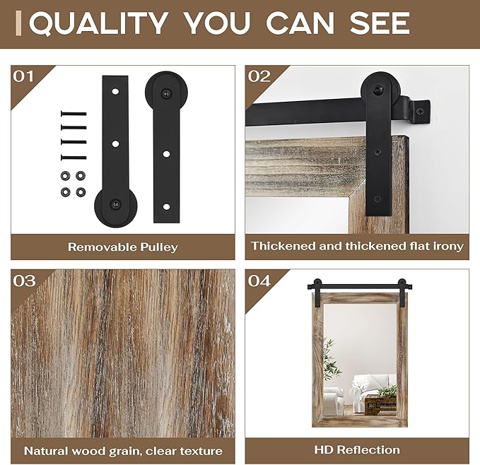 COGOOD Farmhouse Barn Door Mirror - Image 3
