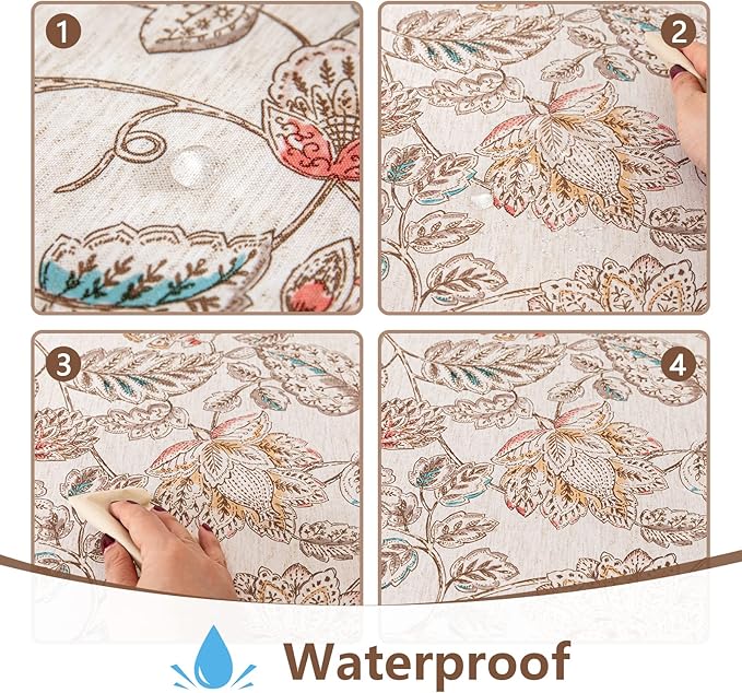 Mysky Home Waterproof Tablecloth Rectangle 60x102 Inch Rustic Burlap Tablecloth - Image 2