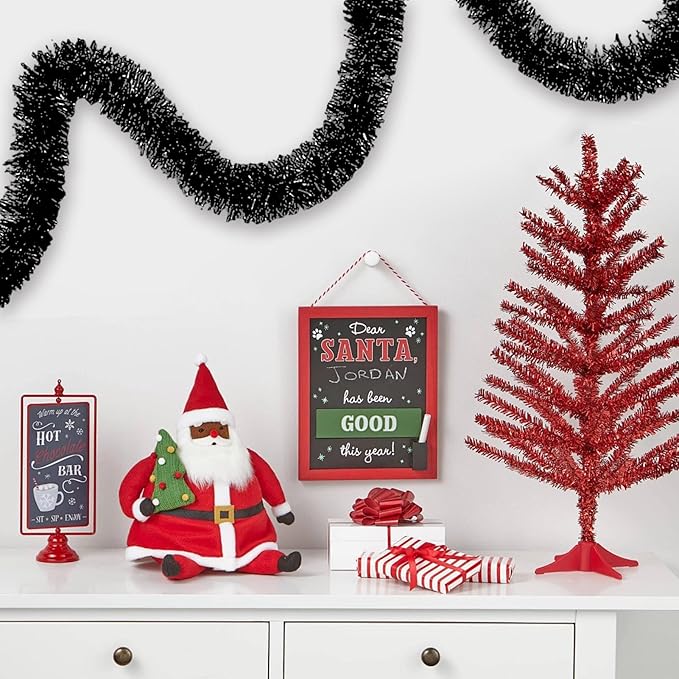 25 Feet Black Christmas Tinsel Garland, Metallic Foil Twist Banner Wall Hanging - Image 7