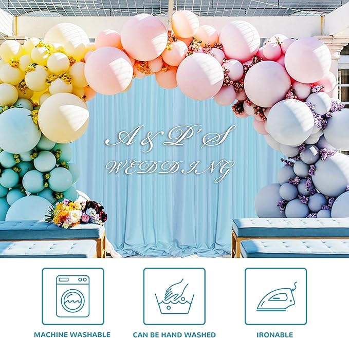 MEETSKY 10x 8 Baby Blue Backdrop Curtain - Image 3