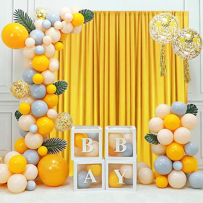 2 Panels Yellow Backdrop Curtain, 10 x 7 Feet Background Curtains - Image 5