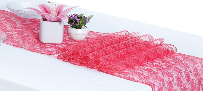 MDS Pack of 20 Wedding 12 x 108 inches Lace Table Runner - Image 2
