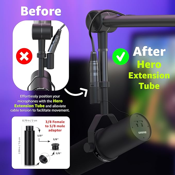 IXTECH Boom Arm Mic Stand with Extension Tube Upgraded Microphone Arm - Image 2