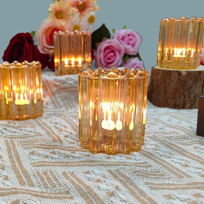 GOLDEAL 6Pcs Gold Glass Votive Candle Holders Tealight Holders Decorative - Image 3