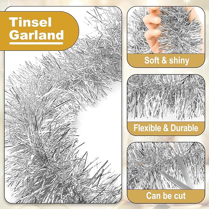 25 Feet Metallic Twist Tinsel Garland Wall Hanging Backdrop - Image 3