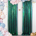 ShinyBeauty Sequin Curtains 2 Panels 2FTx8FT Iridescent Green Photo Booth by ShinyBeauty