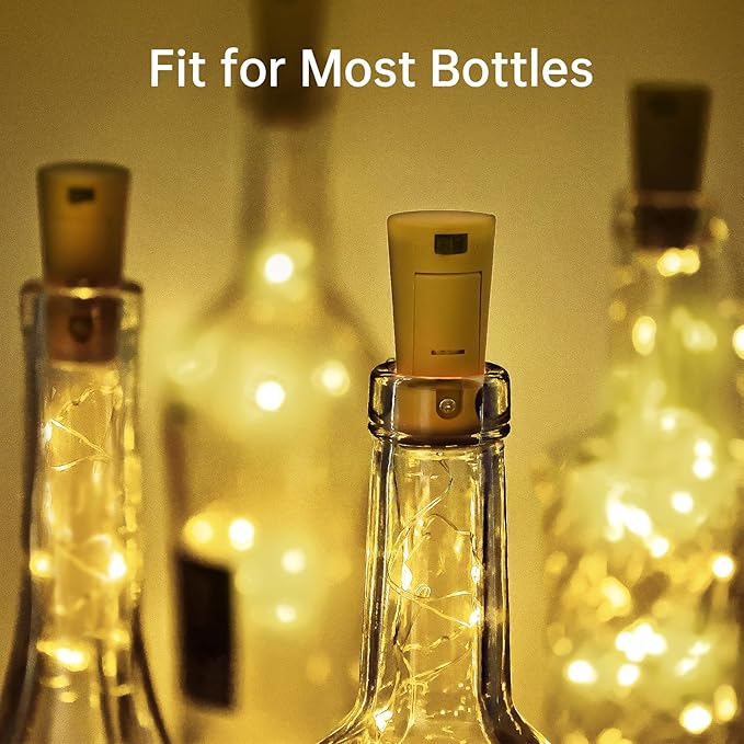 Aluan Wine Bottle Lights with Cork, Christmas Lights 10 Pack 20 LED Mini Fairy - Image 5