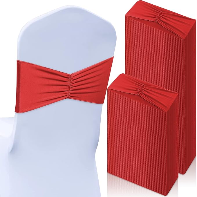 Moukeren 100 Pcs Spandex Chair Sashes Bows Bands Slider Sashes by Moukeren