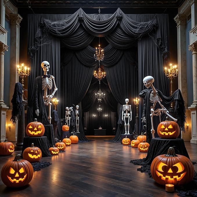 PartyVillage 60ft×15ft Black Backdrop Curtain by PartyVillage