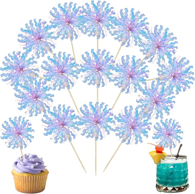 Ephlyn 30Pcs Foil Firework Cupcake Toppers Party Birthday Cake Toppers Supplies by Ephlyn