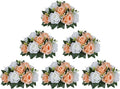 BLOSMON Rose Flower Balls Centerpieces: 6pcs 9.5 Inch Peach Fuzz Fake Flowers by Blosmon