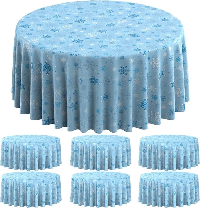 6Pcs Christmas Snowflake Plastic Party Tablecloth Decorations, Disposable Light by JectivsPartyDecorations