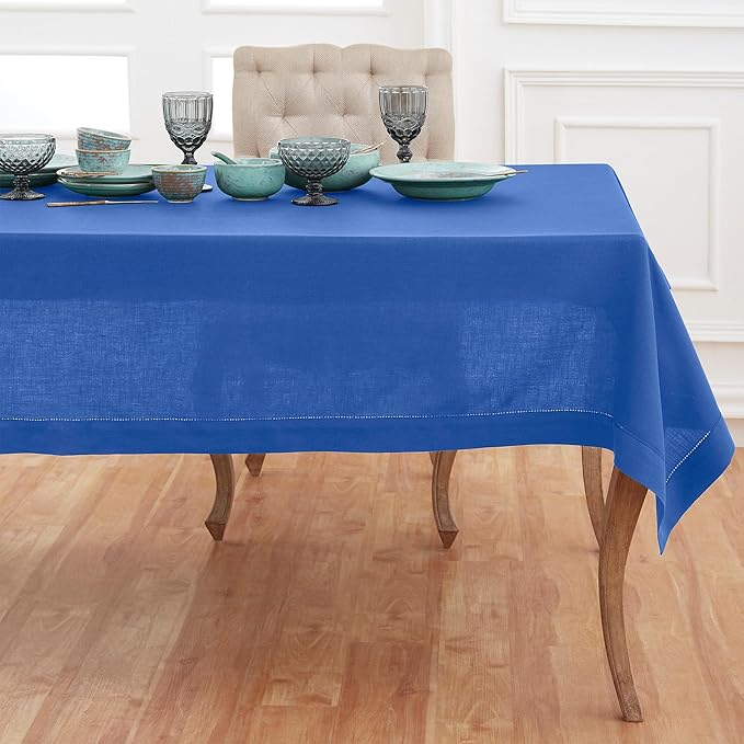 Solino Home Royal Blue Linen Tablecloth 60 x 144 Inch - Image 4