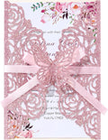 50PCS Pink Wedding Invitations Butterfly Laser Cut Invitation by Maffily