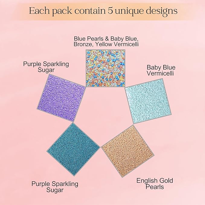 Confect Sprinkles Mix – Pack of 5 Assorted Cake & Cupcake Decorating Sprinkles - Image 2
