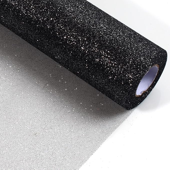 ICOSHOW Sparkling Tulle Rolls, 15” by 30 Yards Glitter Tulle Spool Ribbon Fabric by ICOSHOW