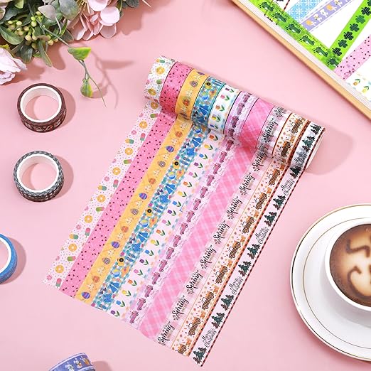 TaoBary 33 Rolls Holiday Plaid Washi Tape, 15 mm Seasonal Washi Tape Set - Image 5