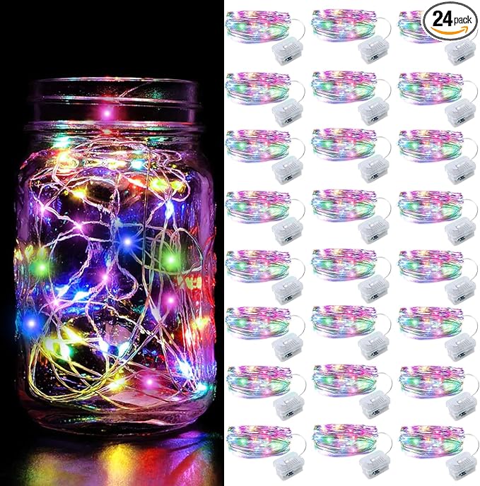 Aogist 24 Pack Fairy Lights 3 Modes 7ft 20 LED Waterproof, Battery Operated by Aogist