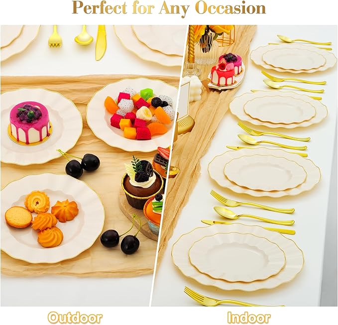 60Pcs Heavy Weight Ivory Plastic Plates - Image 5