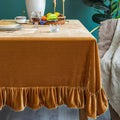 Velvet Tablecloth Luxurious Solid Rectangle Table Cloth, Oblong Retro Farmhouse by GLORYSEASON