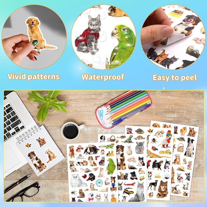 Pet Animals Stickers 660 Count Dog Cat Animal Pet Rabbit Parrot Fish Bird - Image 3