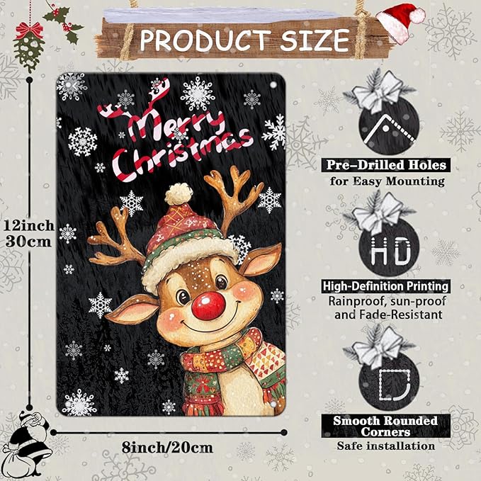 Christmas Reindeer Metal Tin Sign - Image 2