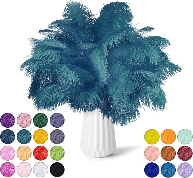 NEWONG 30pcs Blue Green Ostrich Feathers Natural Bulk 11-14inch Vase Craft by NEWONG