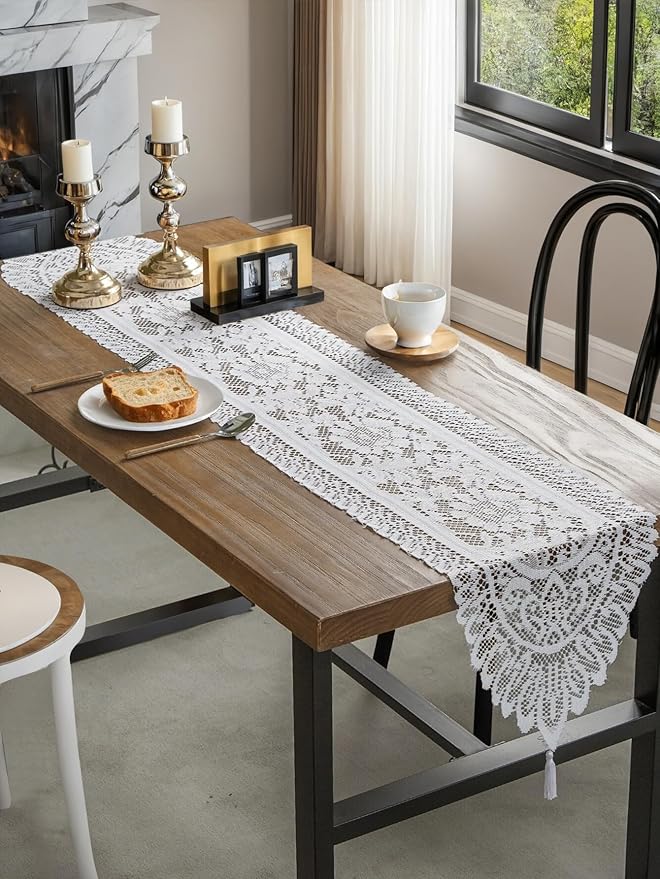 Jayla White Lace Table Runners, Elegant Vintage Lace Table Runner, Wedding Lace - Image 7