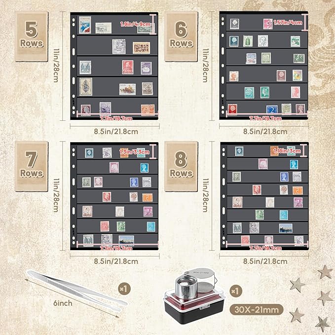Lewtemi Stamp Collecting Albums Set Stamp Collection Book Include 20 Pages - Image 3