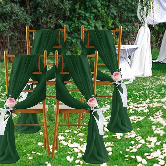 SiinvdaBZX 2 Panels Wedding Arch Draping Fabric 30" x 240" Emerald Green - Image 7